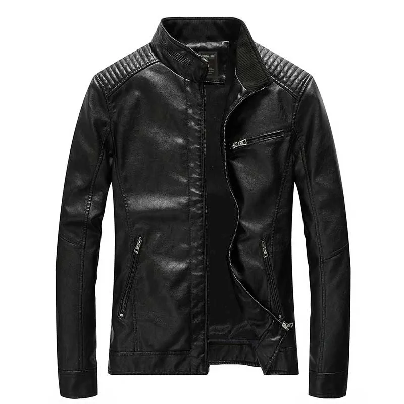 

Spring Autumn PU Leather Jacket Men Casual Jacket Jacket Stand Collar with Zipper Pocket OUTWEAR Coat Plus Size M-5XL