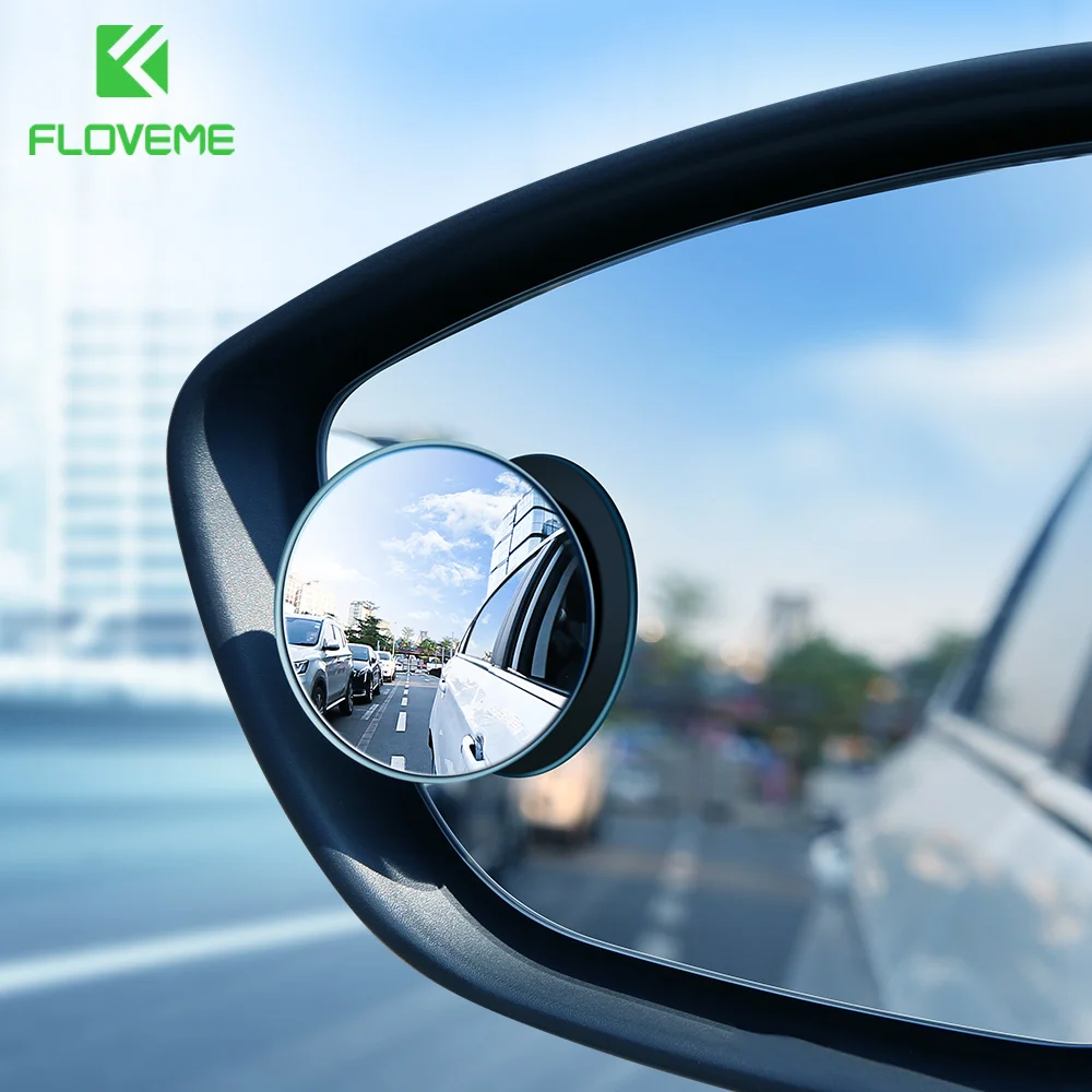 

FLOVEME 2Pcs HD RearView Mirror For Car 360 Degree Coach Car Mirrors Wide Angle Automobile Blind Spot Rimless Car Phone Holder