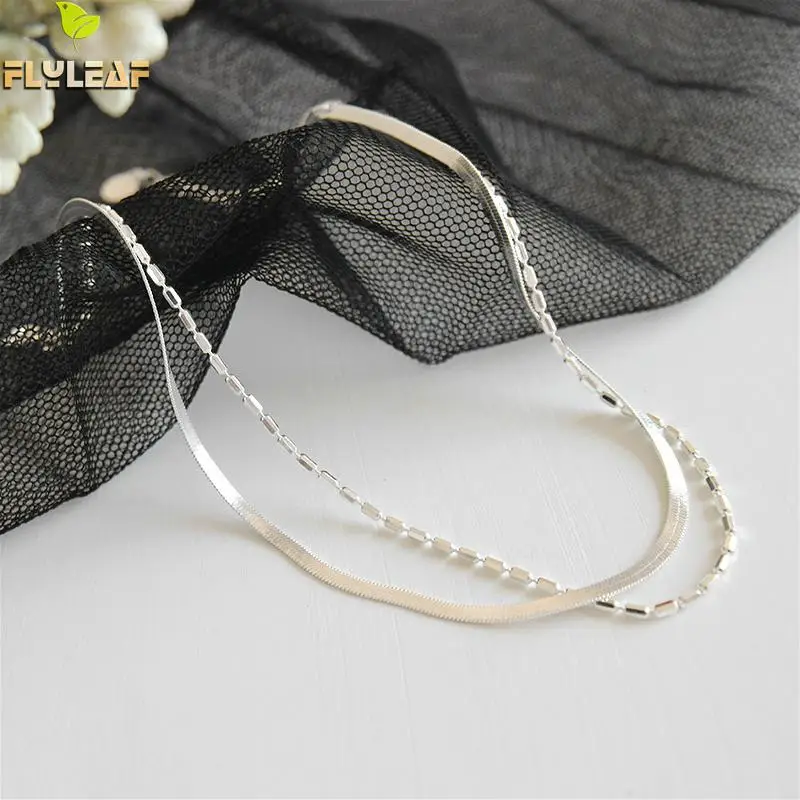 

Flyleaf 925 Sterling Silver Anklets For Women Simple Double Layer Fashion Chain Personality Ankle Leg Fine Jewelry Enkelbandje
