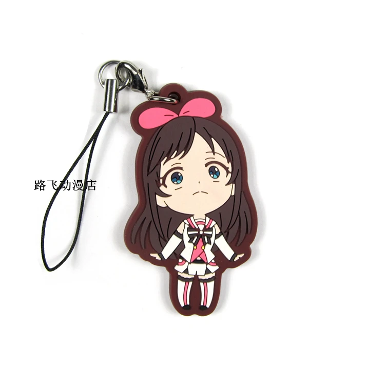 

Anime Model Kizuna AI Action Figure AI Channel Mobile Phone School Bag Rubber Keychain Pendant Christmas Toys for Gifts 6cm
