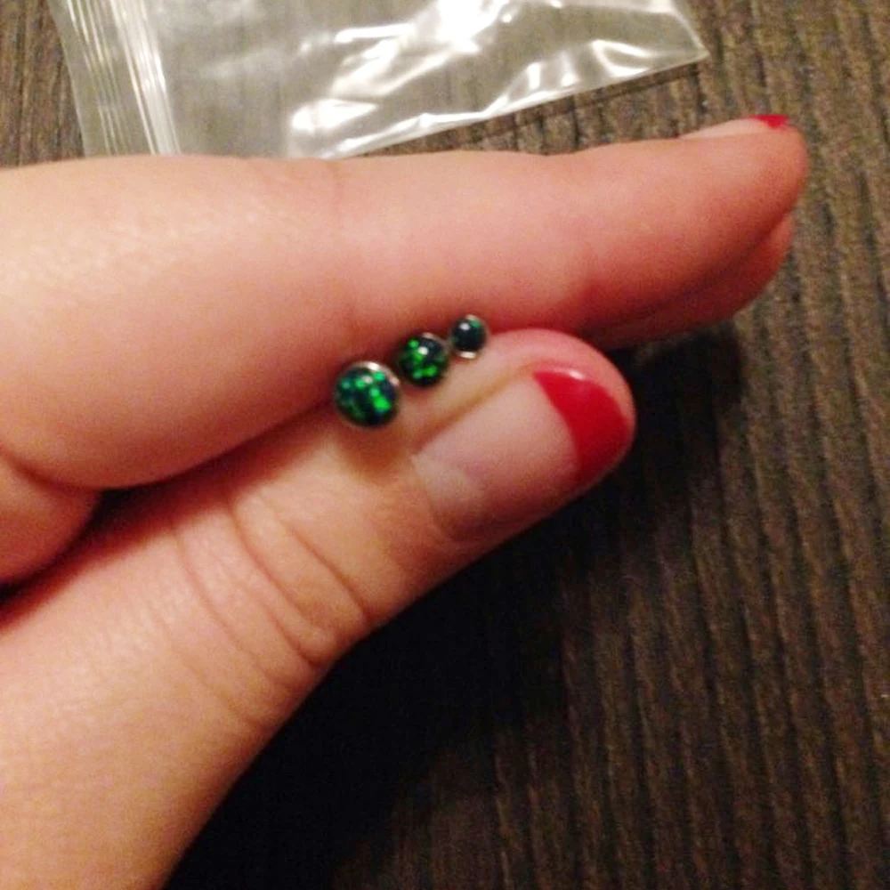 1Pc Silver Opal Stone Ear Tragus Cartilage Helix Stud Piercing Body Jewelry Retainers Earring Barbell Stud 16g - Image 5