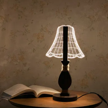 

New Dimmable USB Table Light Acrylic LED Table Lamp 3D Nightlight Wedding Decor Home Decor with UK/EU Plug