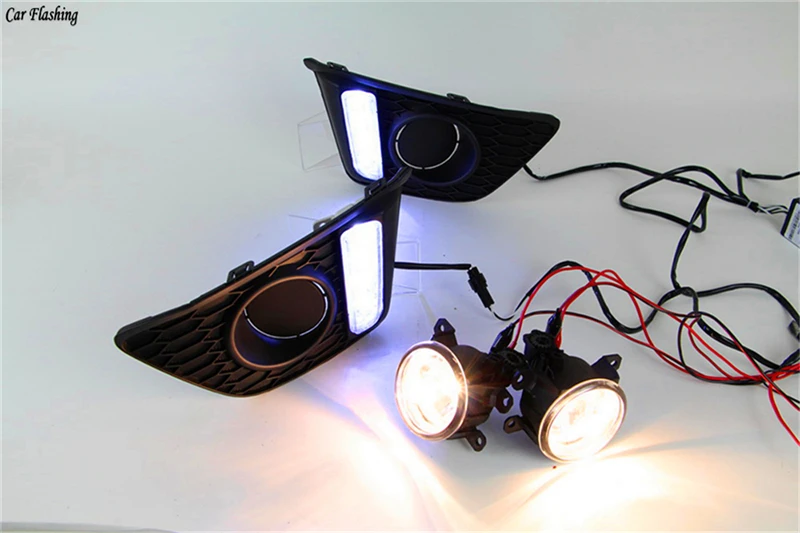 Автомобильный мигающий противотуманный светильник для Honda jazz fit бампер противотуманный светильник s фары дальнего света+ DRL дневные ходовые огни