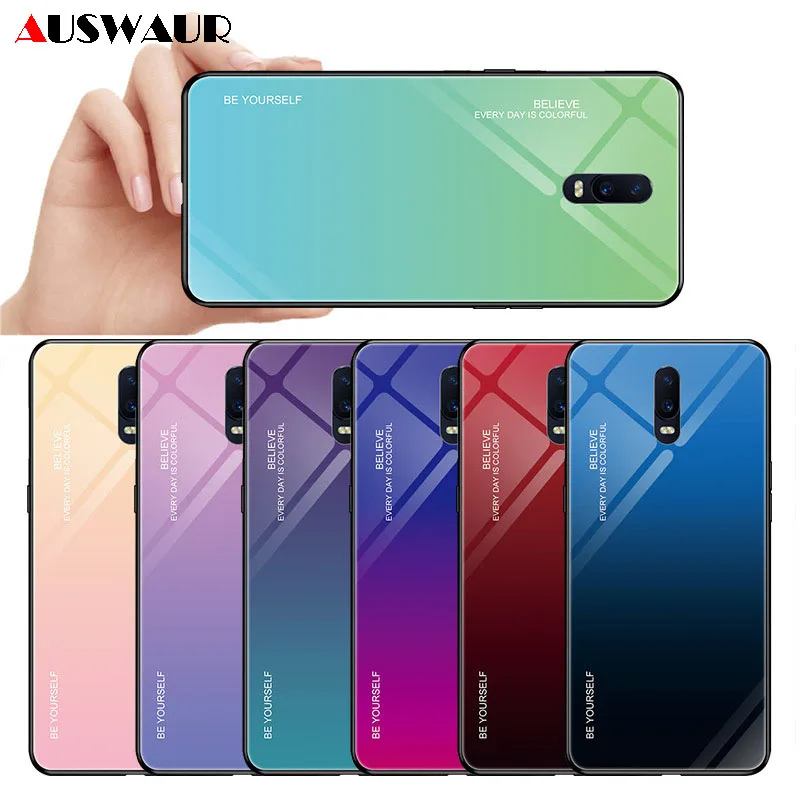 

Gradient Tempered Glass phone case for OPPO R17 R19 F11 Pro Find X Reno Z Real X 3 Pro Youth K1 K3 Cover Case