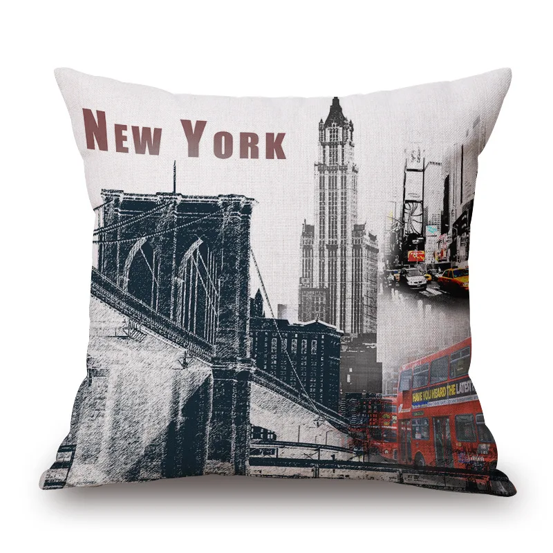 British Bulldog Duvet Cover With Pillowcase Set New York Paris Eiffel Tower