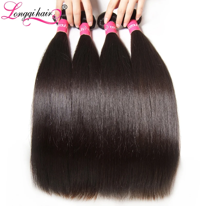 

Longqi Straight Hair Bundles Natural Human Hair Extensions Remy Brazilian Hair Weaves Bundles 8 - 30 Inch 1 3 4 Bundles Deal