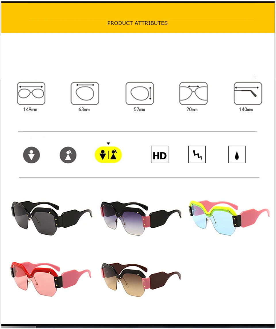jumlai Oversized  punk Sunglasses Women Big Frame Square Sun glasses Brand Designer Fashionable Unique modeling Eyewear Cool (3)