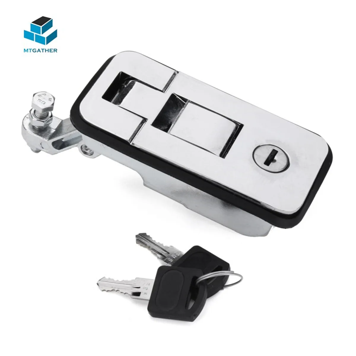 

MRGATHER 110x56mm White Large Chrome Compression Lock Latch Adjustable Handle Chrome For Toolbox Trailer Truck Lock With 2Keys