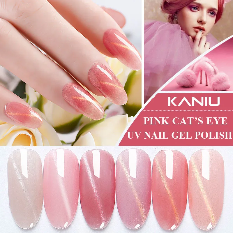 

KANIU Nail Art 15ml Nude Pink Cats Eye Gel Nail Polish Magnet 3D UV Soak Off Gel Lacquer Transparent Cat Eye Varnish Gel