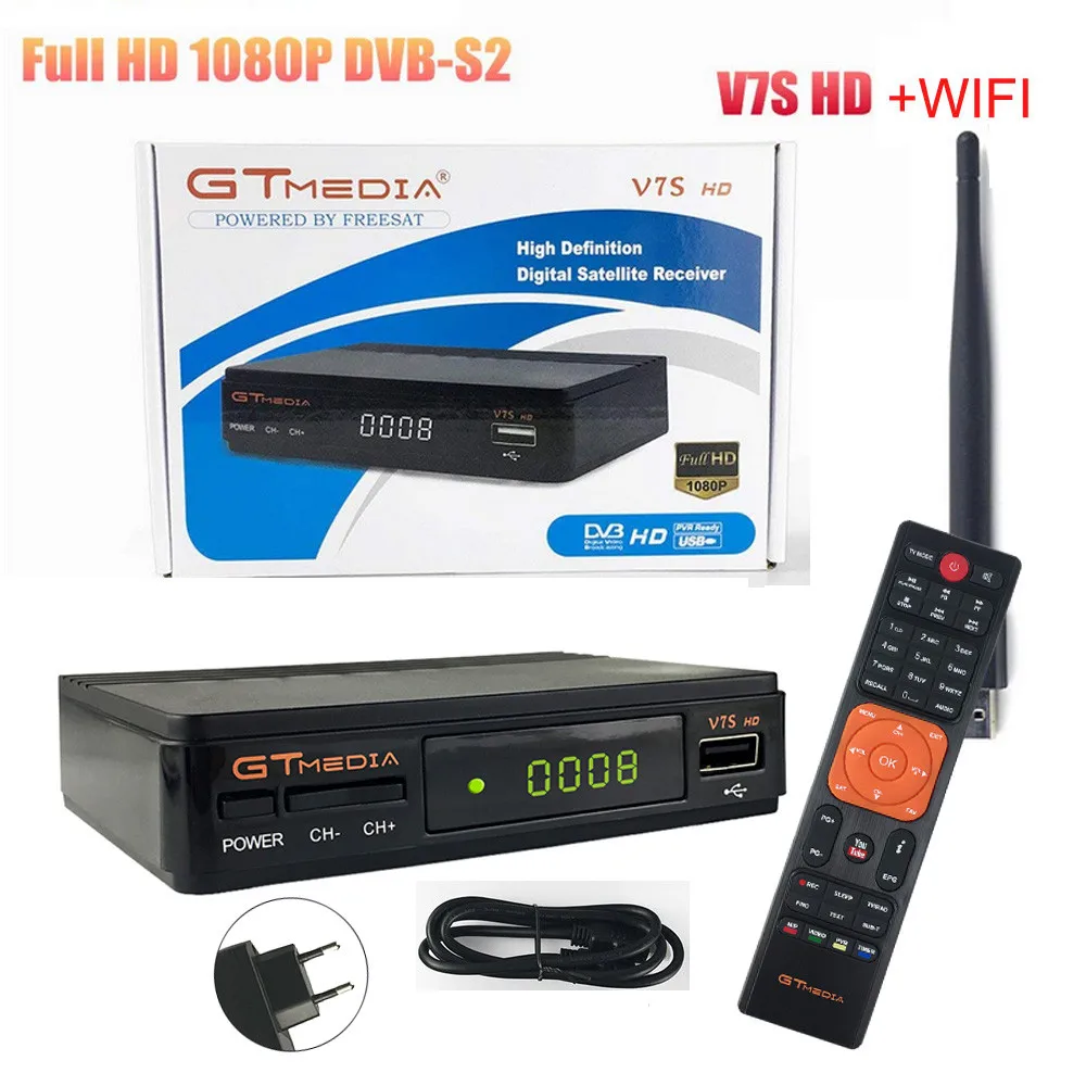 V7S HD DVBS2 спутниковый ресивер цифровой преобразователь 1080p Поддержка USB WiFi антенна 1080P Full HD DVB-S2 PowerVu DVB-S/S2 Complian