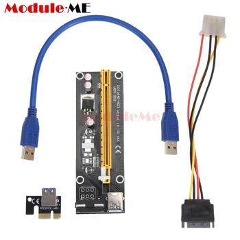 

50CM Cable Length 1x to 16x riser card adapter PCI-E Extender + 15Pin Sata to 4Pin IDE Molex Power Supply / USB 3.0 cable