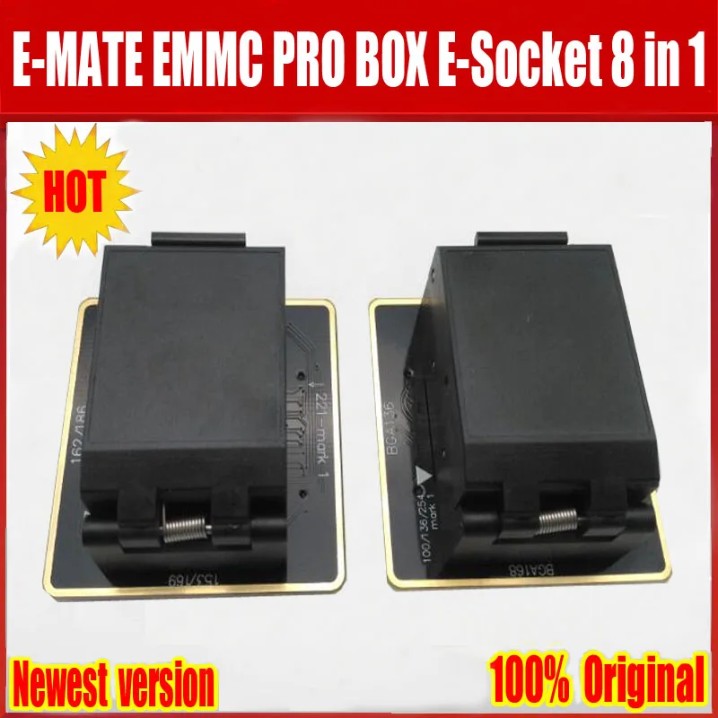 Новые оригинальные E-MATE коробка памяти на носителе EMMC BGA 8 IN1 Поддержка BGA100 136 168 153 169 162 186 221 529 254 для легкий JTAG плюс UFI коробка центробежный насос