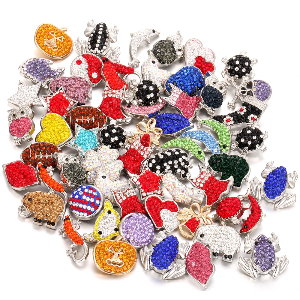 

10pcs/lot New Snap Jewelry Crystal Clay 18mm Metal Snap Buttons Fit Snap Button Bracelet for Women Men Buttons Charms Jewelry