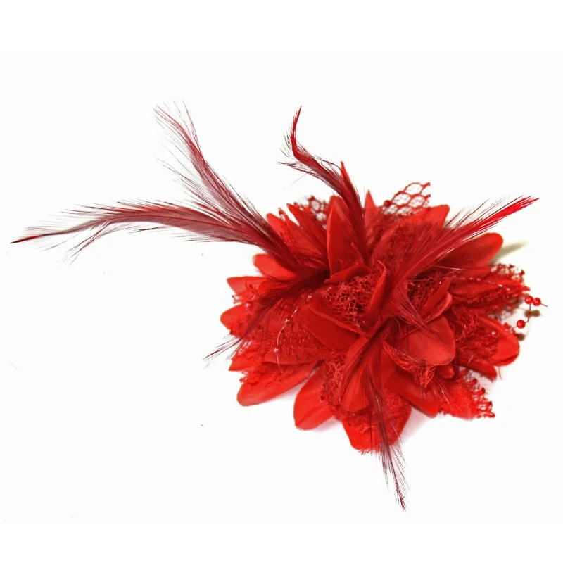 

New Fascinator Bridal Lady Wedding Bridal Flower Brooch Hair Pins Feather Hair Clips Party Hairband Accessory