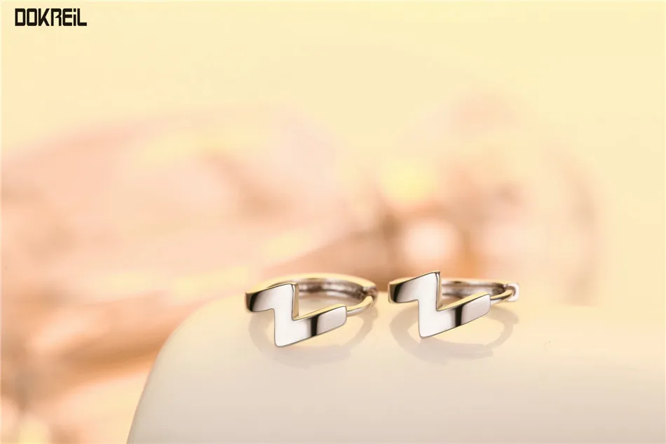 

2019 New Silver Lightning Small Hoop Earrings for Women Cute Ear Cuff Gift for Girls Korean Fashion Stainless Steel Jewelry
