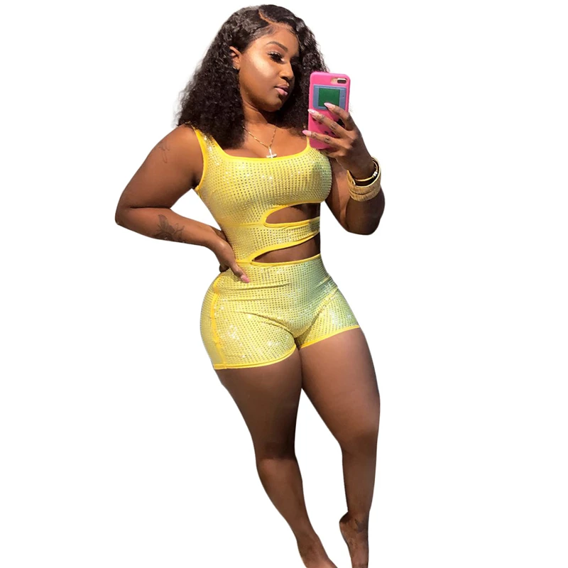 Adogirl الجوف خارج الماس خزان بذلة أزياء المرأة مثير الصيف السراويل رومبير جودة عالية Playsuits نادي حزب داخلية Adogirl الجوف خارج الماس خزان بذلة أزياء المرأة مثير الصيف السراويل رومبير جودة عالية Playsuits نادي حزب داخلية