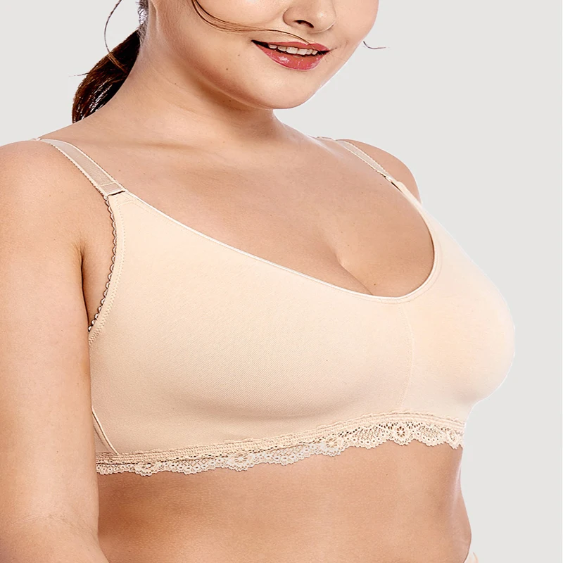 Womens Thin Cotton Breathable Wirefree Sports Bra Comfortable Plus Size Outdoor Jogging Bras Solid Color Physical Exercise Bra3