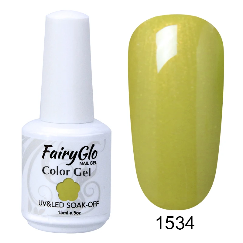 FairyGlo, 15 мл, чистый цвет, УФ-светодиодный гель для ногтей, долговечный Гель-лак для ногтей, лак для ногтей, тиснение, лак для ногтей, Гибридный Гель-лак - Цвет: G1534
