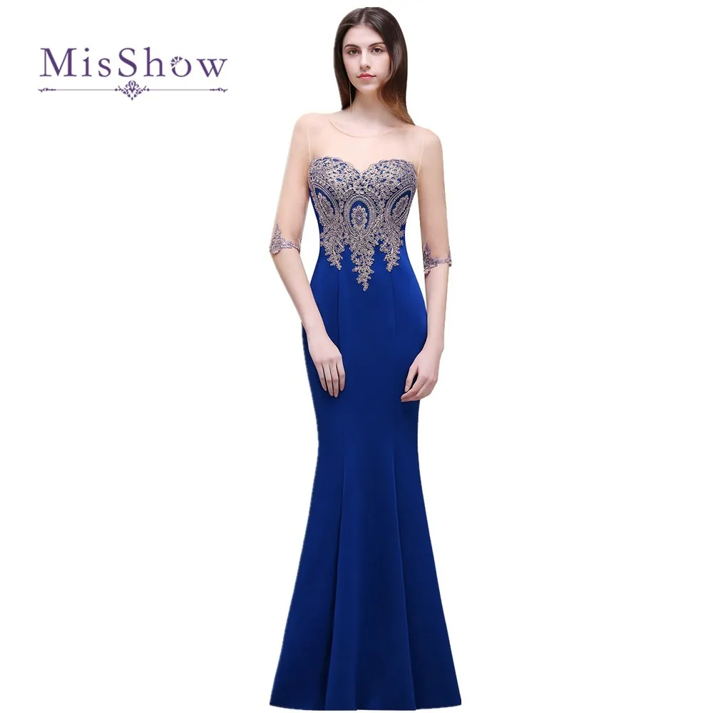 

CHEAP Under 50$ 9 COLORS Mermaid Long Bridesmaids Dresses 2017 Appliques Party Gowns dress Half Sleeve Prom Party Wedding dress