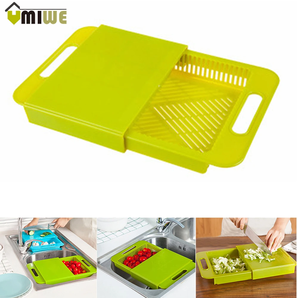2016 New Multifunctional Drawer draining Antibiotic Storage Chopping Block Plastic Anti mildew Cutting Board Kitchen Utensils