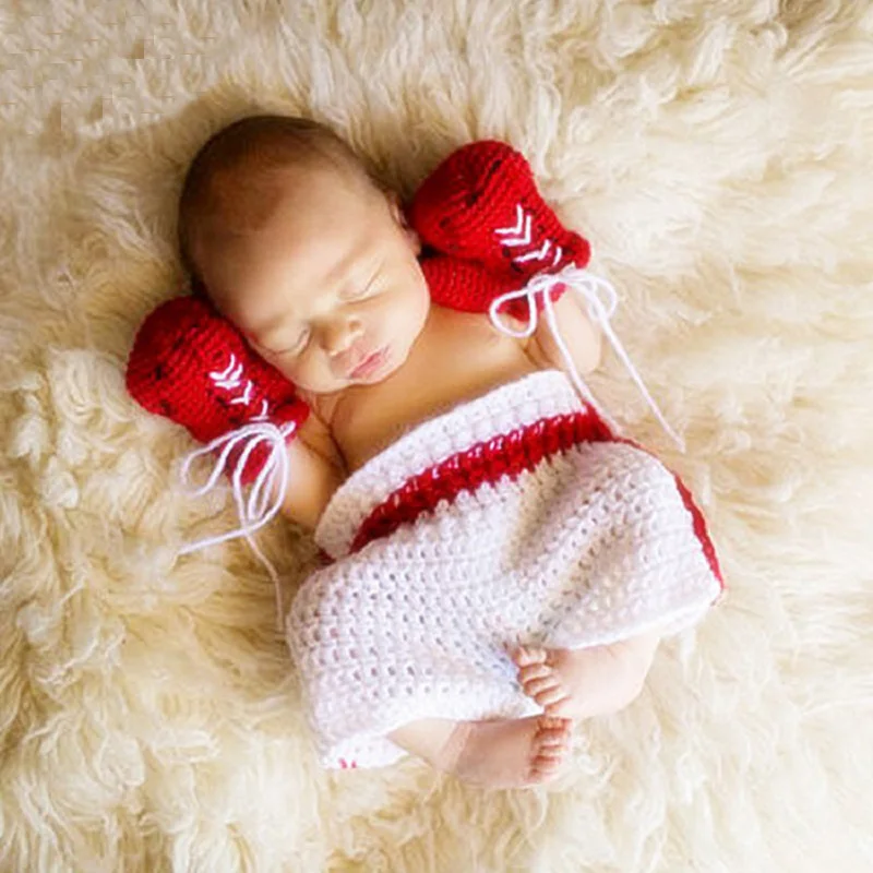 Newborn Baby New Boxing Champion Crochet Photography Props Handmade