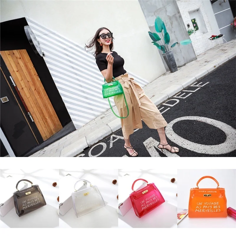 

Clear Sac Transparent PVC Bag Shoulder Strap Female Candy Jelly Hand Bag Purse for Women Girls Large Capacity Cross body Bag