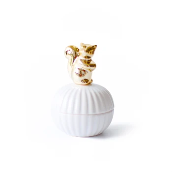

Gold-plated solid squirrel bird bear cap ceramic jewelry ring to receive cans