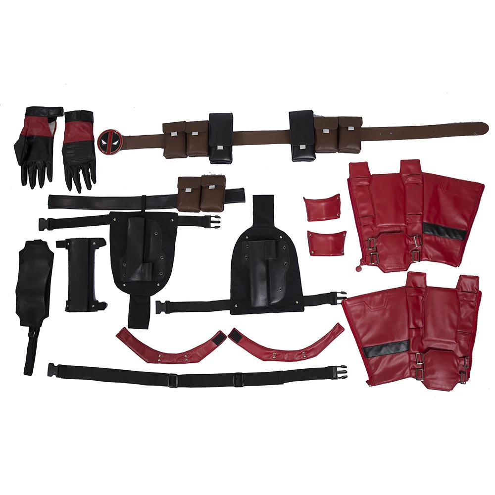 Custom Made Deadpool Costume Halloween Superhero Red Leather Jumpsuit for Men - Complete Deadpool Cosplay Costume Set image 5