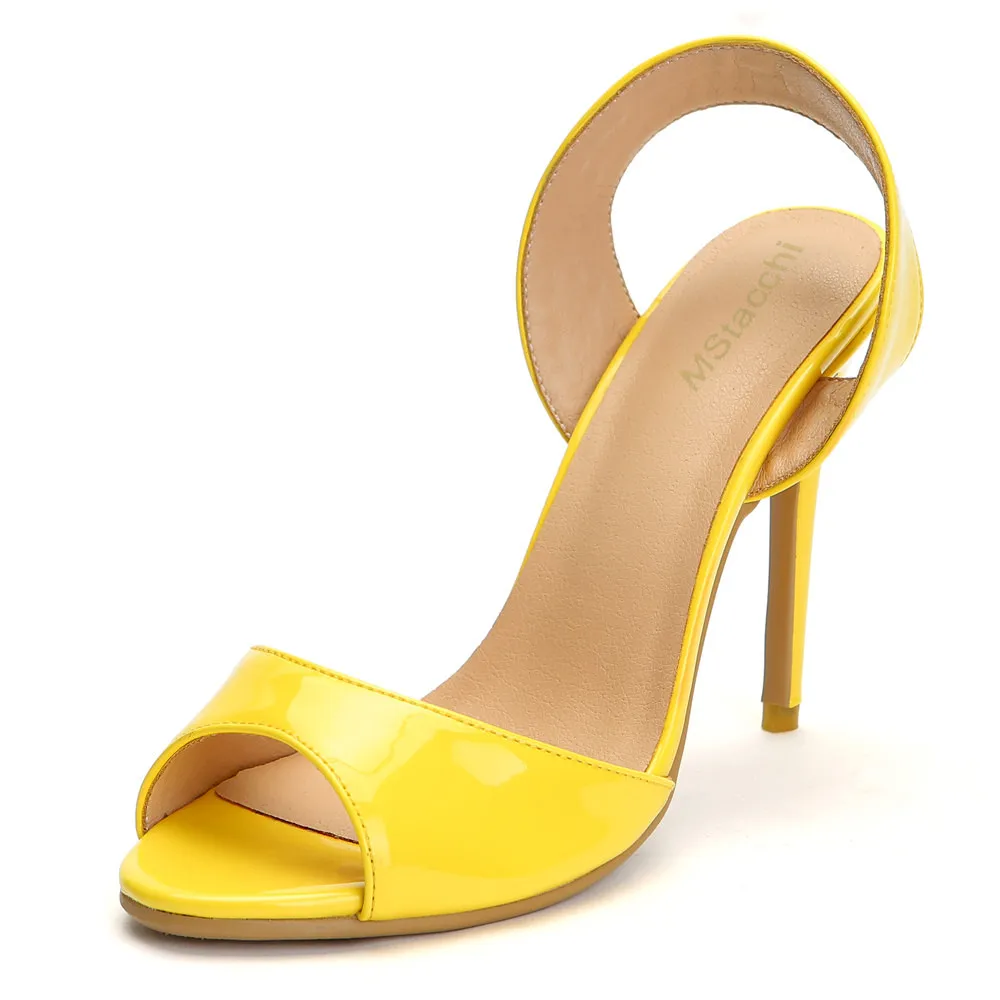 Mcacchi/Классические Модные женские босоножки; пикантная Желтая Женская обувь на тонком высоком каблуке; удобные мягкие босоножки; босоножки на высоком каблуке