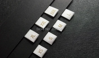 

GARMENT SIZE LABEL/clothing tags gold background gold letters gold background with white letters 700pcs