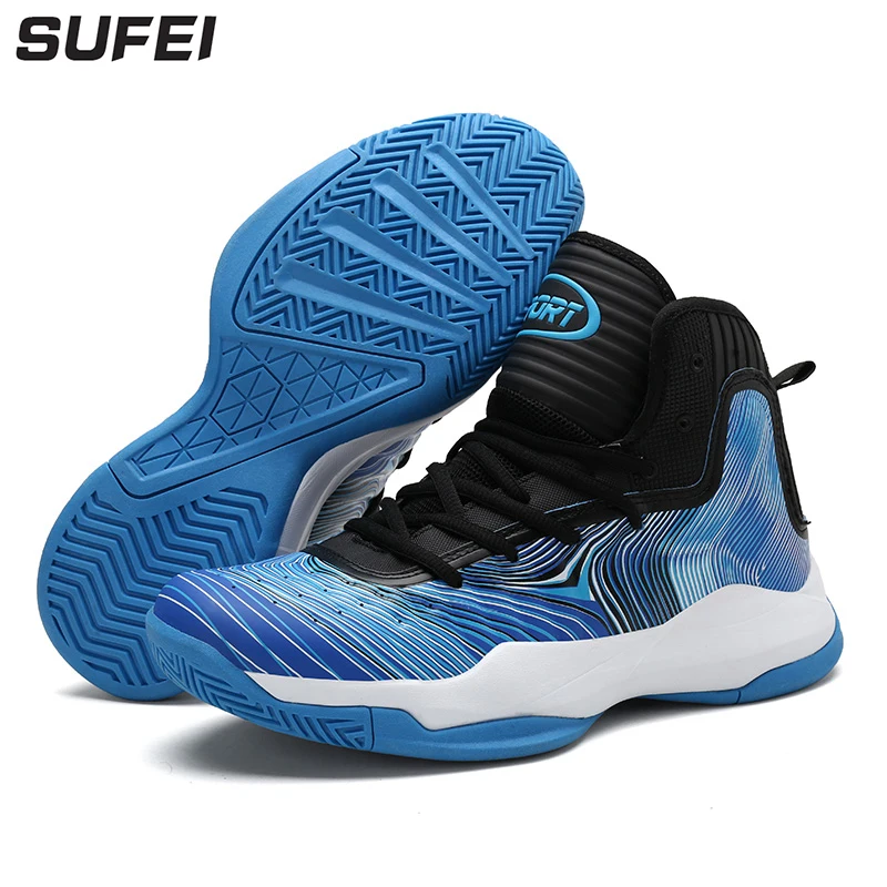 sufei Men's Basketball Shoes Breathable Anti-Slip High Ankle Sport Sneakers Outdoor Athletic Cushion Training Trainers sufei Men's Basketball Shoes Breathable Anti-Slip High Ankle Sport Sneakers Outdoor Athletic Cushion Training Trainers