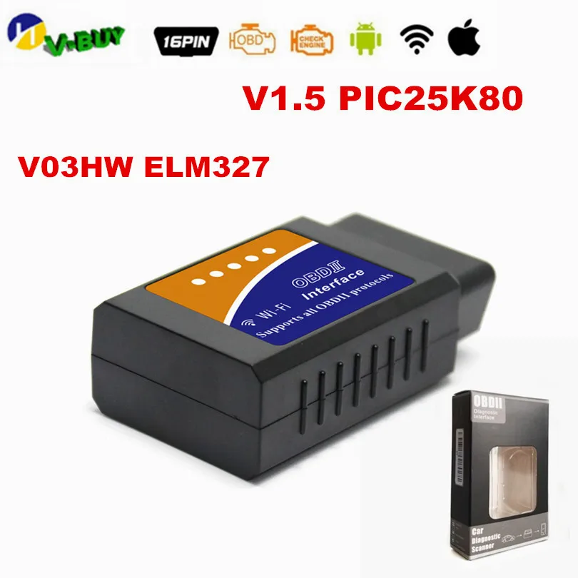 #*Cheap High Quality WiFi elm 327 v1.5 V03HW Auto Fault Diagnostic Scanner Interface elm 1.5 OBDII Vehicle Scan Supports OBDII Protocols
