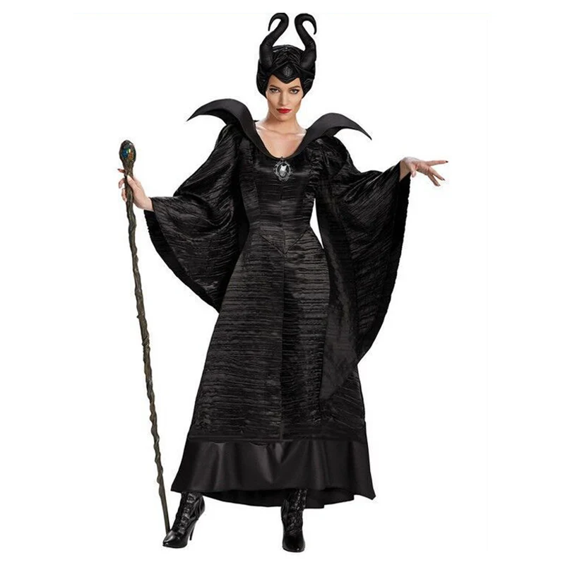 

Movie Maleficent Costume Evil witch Cosplay Outfit Halloween Fantasia Party Fancy Dress