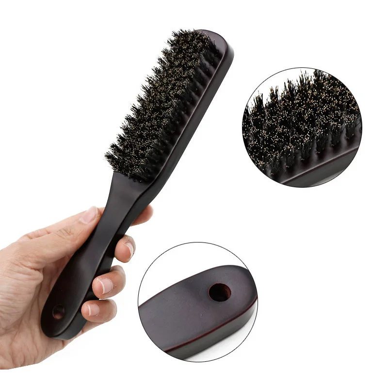 Black Bristle Mustache Brush Wood Handle Men's Beard Brush Comb Facial