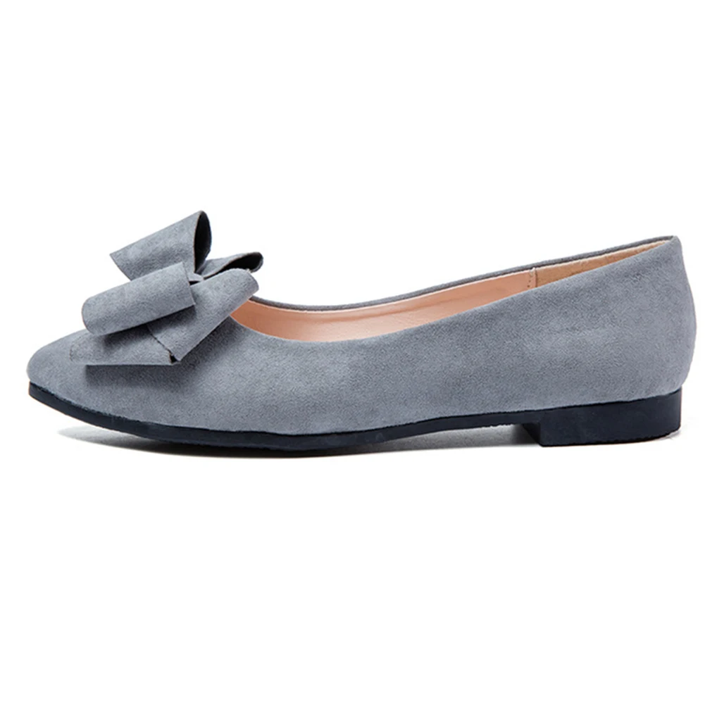 

spring summer bow women flat shoes soft bottom ballet slip-on pointed toe suede shoes ladies woman moccasins size 35-40