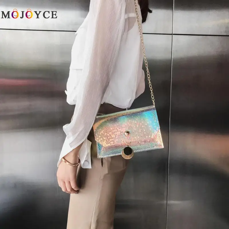 

New Fashion Women Clear Transparent Shoulder Bag Summer Beach PVC Chain Jelly Small Flap Crossbody Bag