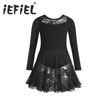 IEFiEL/детское кружевное балетное платье-пачка для девочек черное гимнастическое трико, хлопковое балетное трико, танцевальная одежда для детей, Одежда для танцев