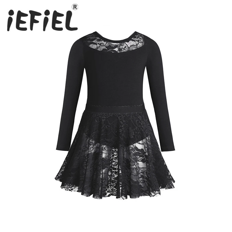 iEFiEL Kids Girls Floral Lace Ballet Tutu Dress Leotards Gymnastics Dance Costumes Dancewear