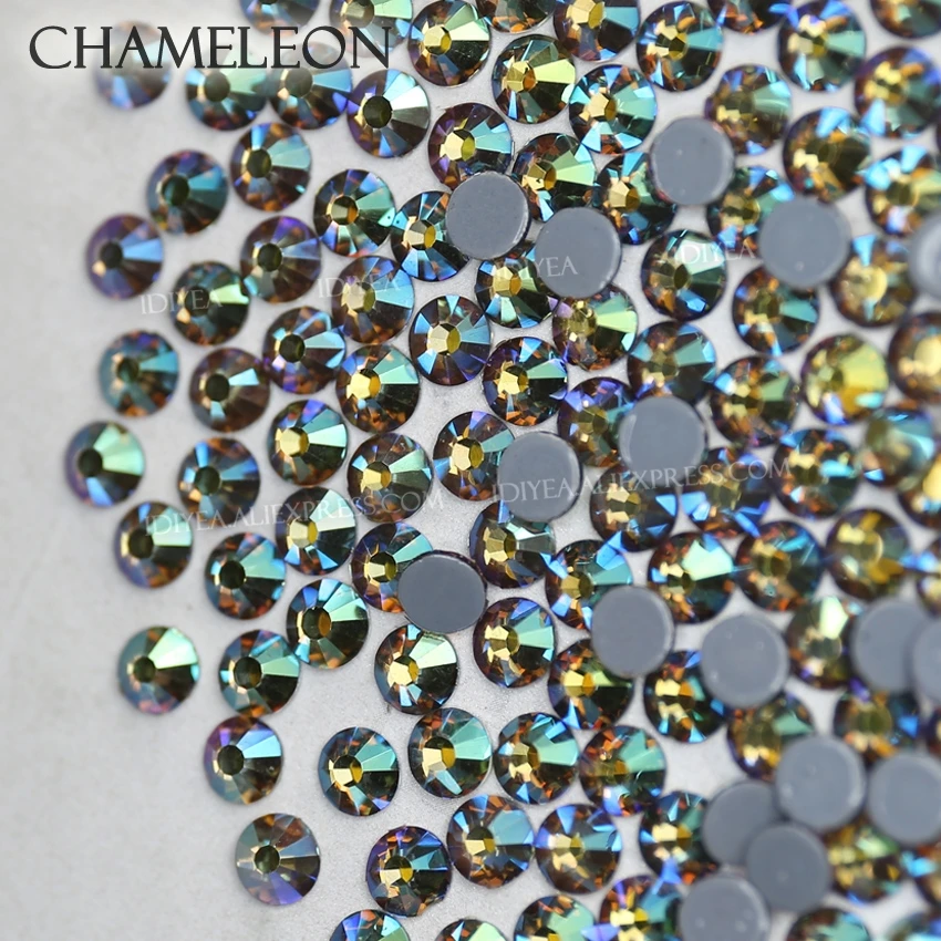 Chameleon hotfix strass crystals flat back rhinestone with hot melt glue to hot fix on fabric wedding garment clothes applique