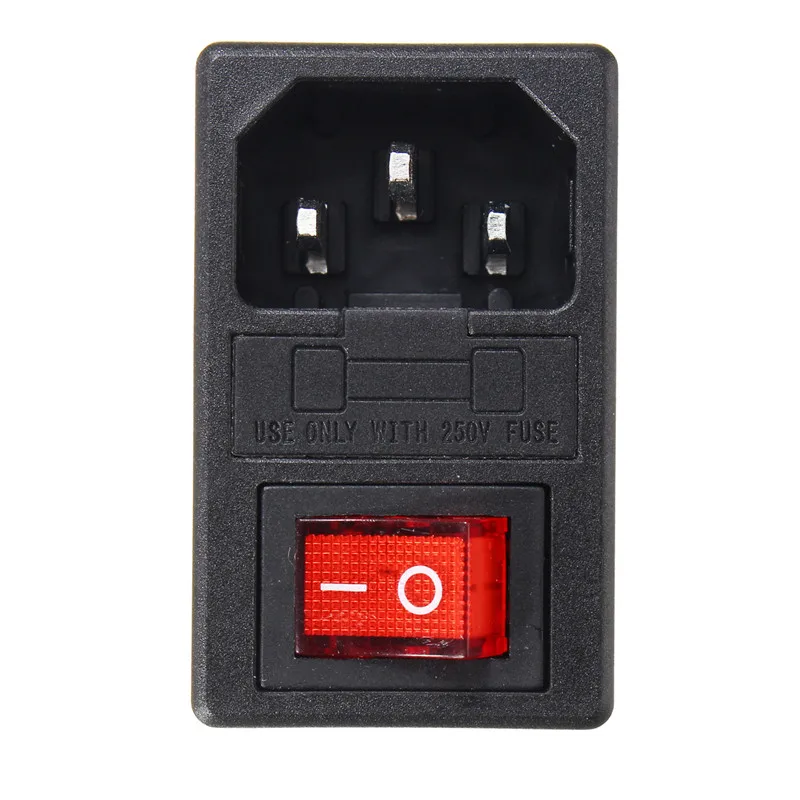 Excellway 10A 250V Red Rocker Switch Fused IEC 320 C14 Inlet Power