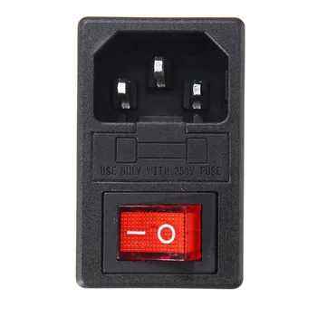 

Excellway 10A 250V Red Rocker Switch Fused IEC 320 C14 Inlet Power Socket Fuse Switch Connector Plug Connector