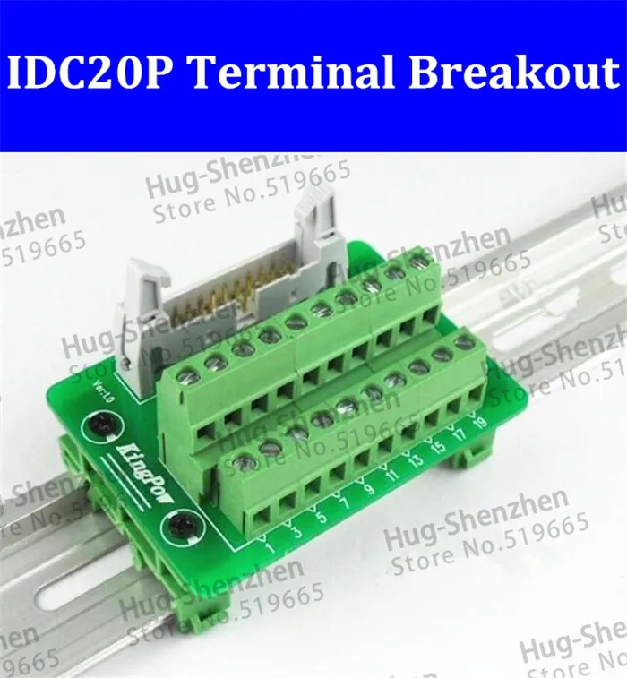 IDC20P IDC 20 Pin Male Connector to 20P Terminal Block Breakout Board