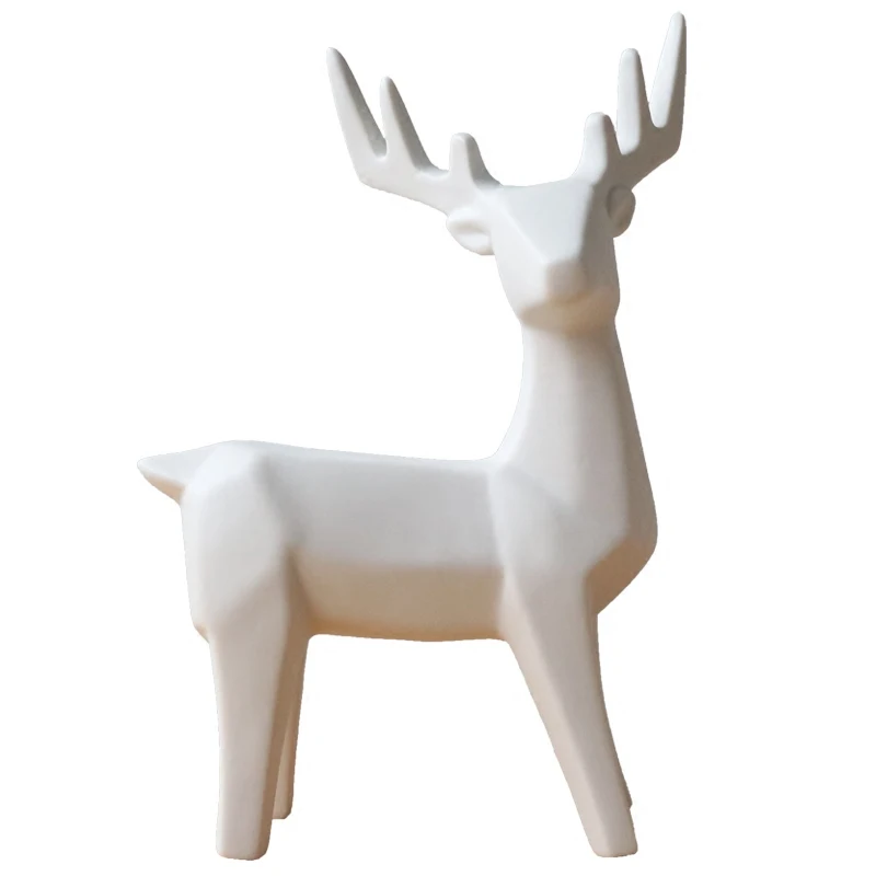 1PCS Europe Ceramic animal cute milky elk ornaments Figurines Ceramic