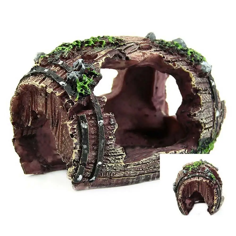 

2016 Hot Fish Tank Aquarium Barrel Resin Ornament Cave Landscaping Decoration