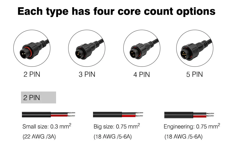 2pin/3pin/4pin/5pin/DC Светодиодные ленты Водонепроницаемый разъем светильник Удлинительный кабель черный/белый провод мужского и женского пола 40/60/100/200/300 см