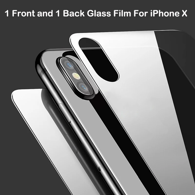 New Anti-Dust Screen and Fingerprint Protective Film For iPhone X Front and Back Full Tempered Glass 3D 9H Explosion Proof