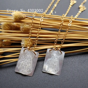 

10pcs/lot 12x16mm Natural Virgin Mary Mother of Pearl Shell Necklace Mary Mother Pearl Shell Necklace Charms