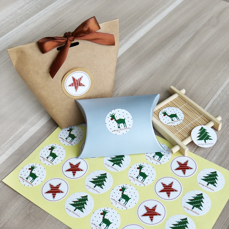 

108pcs Christmas Sticker Elk Christmas Tree Deer Star Design Paper Label Baking Gift Sticker Merry Christmas Stationery Stickers