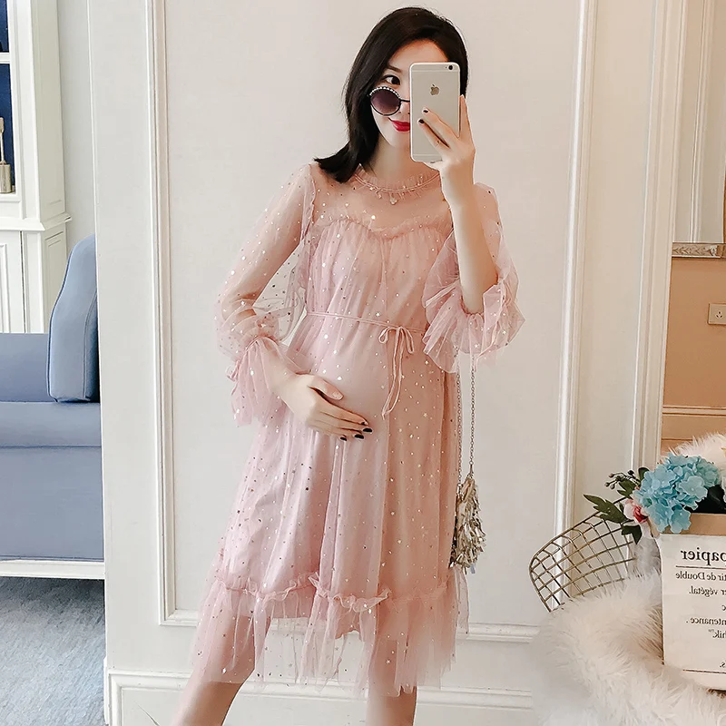 

Sale Pink Black Maternity Photography Props Sexy Dress Elegant Pregnancy Photo Shoot Photograph Maternity Dress Vestidos