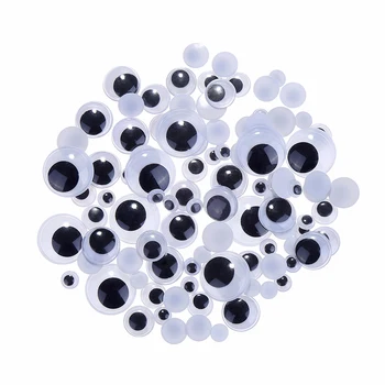 

CCINEE Not Self-adhesive 100PCS Mixed /7mm/10mm/12mm/15mm/20mm Dolls Eye For Toys Dolls Googly Black Eyes